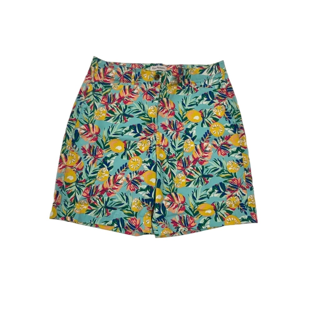 Women's Kim Rogers Floral Tropical Shorts Size 14 ~ 9" inseam